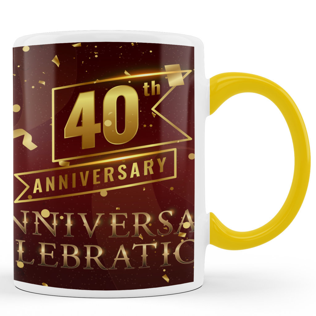 Printed Ceramic Coffee Mug | 40th Anniversary  | Anniversary  l |  325 Ml 